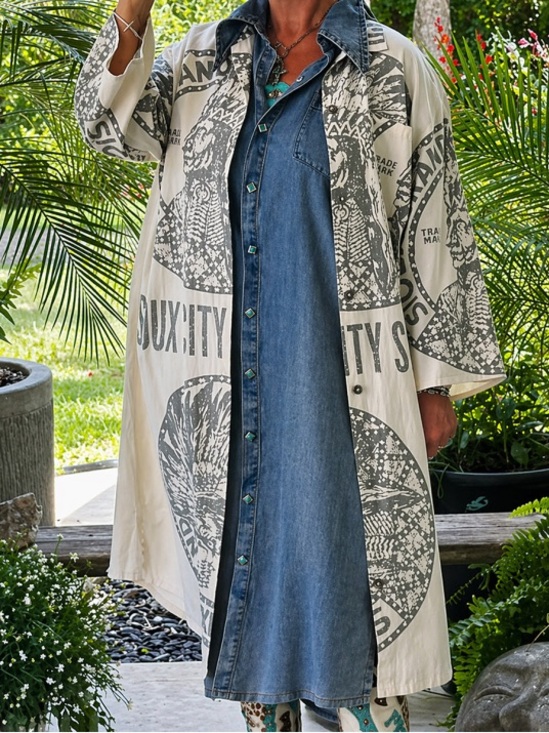 Jaded Gypsy Jackets & Blazers - Jaded Gypsy Never Ending Fields Duster - Sioux City Print - S/M - A131